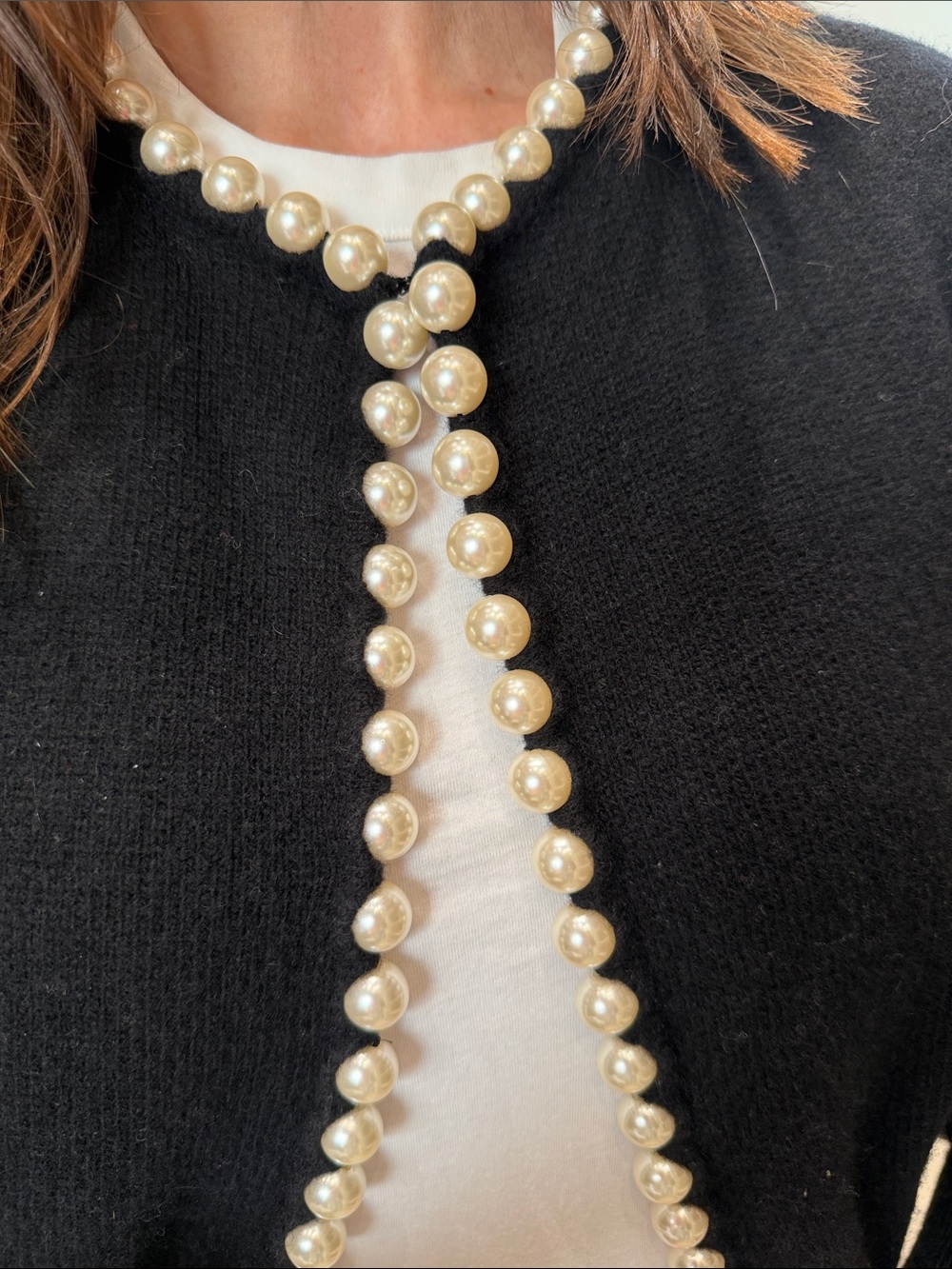 Alexander Wang Black Cardigan with Pearl Trim - Picture 2 of 4